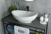 Накладная раковина GID Lago N9019 60 глянцевая белая, овальная, фаянс