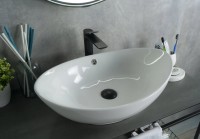 Накладная раковина GID Lago N9019 60 глянцевая белая, овальная, фаянс