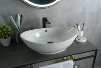 Накладная раковина GID Lago N9019 60 глянцевая белая, овальная, фаянс