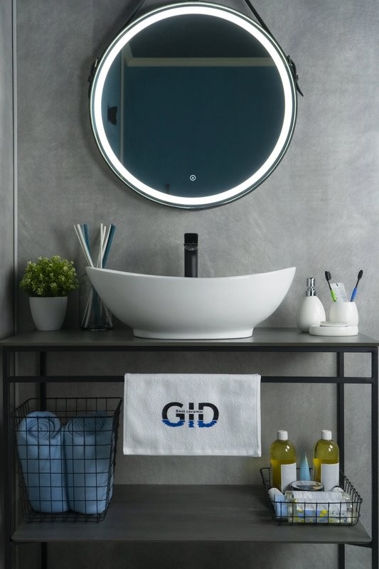 Накладная раковина GID Lago N9019 60 глянцевая белая, овальная, фаянс