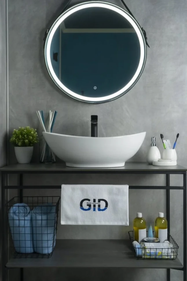 Накладная раковина GID Lago N9019 60 глянцевая белая, овальная, фаянс