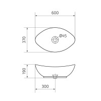 Накладная раковина GID Lago N9019 60 глянцевая белая, овальная, фаянс