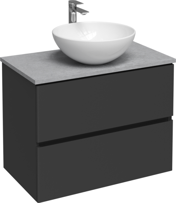 Тумба с раковиной STWORKI Колдинг 80 антрацит, с раковиной Карлстад S35410WH