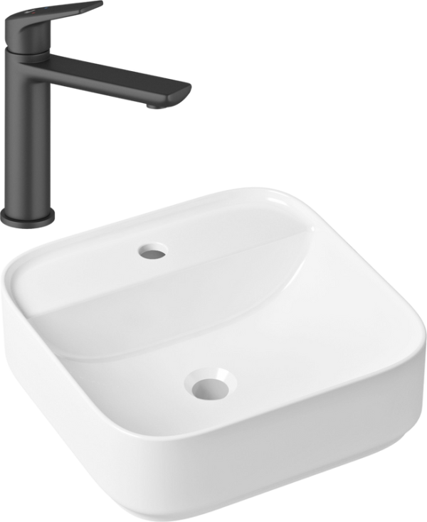 Комплект Накладная раковина Lavinia Boho Bathroom Sink Slim 33311007 + Смеситель Wellsee ICON! for life 182302000 матовый черный