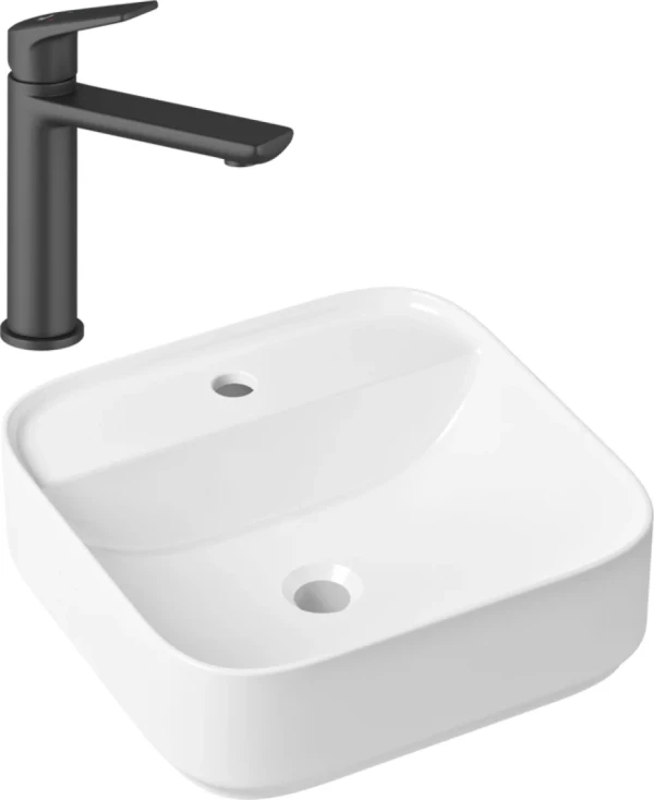 Комплект Накладная раковина Lavinia Boho Bathroom Sink Slim 33311007 + Смеситель Wellsee ICON! for life 182302000 матовый черный