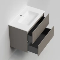 Тумба с раковиной La Fenice Terra Twin 80 подвесная, cappuccino, раковина Slim Line 80 см