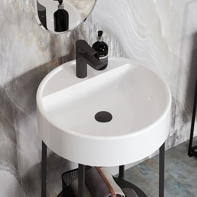 Накладная раковина Belux Эвора 53 глянцевая белая, круглая, с 1 отверстием под смеситель