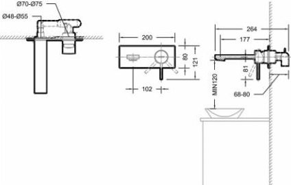 Смеситель для раковины Bravat P8461217BW-ENG С ВНУТРЕННЕЙ ЧАСТЬЮ черный
