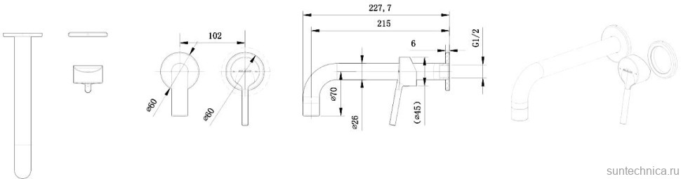 Смеситель для раковины Bravat P8461217BW-ENG С ВНУТРЕННЕЙ ЧАСТЬЮ черный