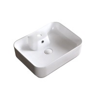 Накладная раковина Ceruttispa CR0097 51 глянцевая белая, прямоугольная, с 1 отверстием под смеситель