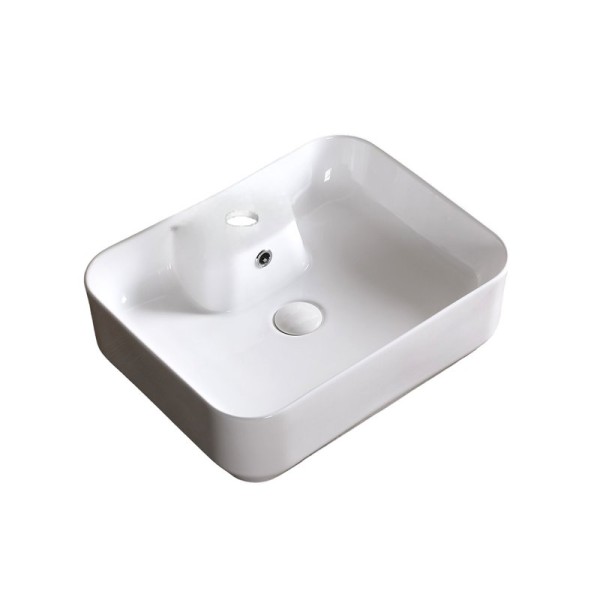 Накладная раковина Ceruttispa CR0097 51 глянцевая белая, прямоугольная, с 1 отверстием под смеситель