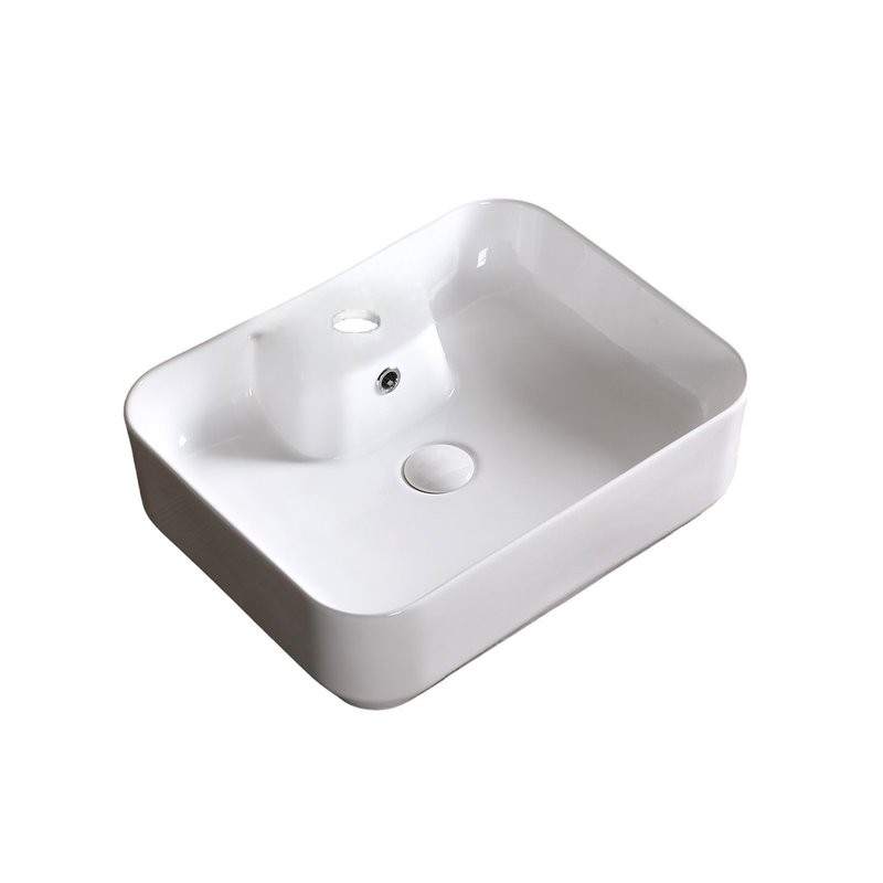 Накладная раковина Ceruttispa CR0097 51 глянцевая белая, прямоугольная, с 1 отверстием под смеситель