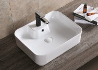 Накладная раковина Ceruttispa CR0097 51 глянцевая белая, прямоугольная, с 1 отверстием под смеситель