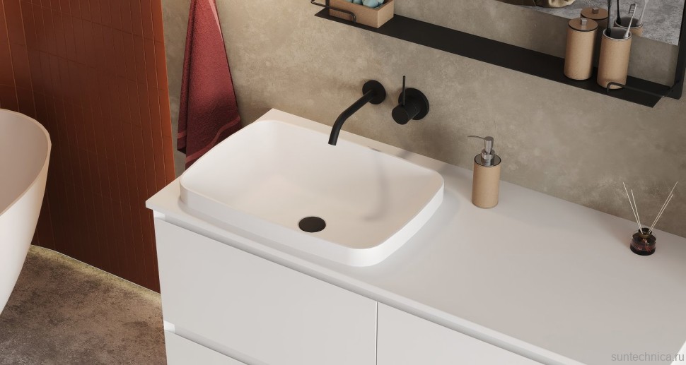 Накладная раковина Belux Джаз 54 матовая белая, прямоугольная