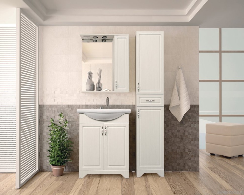 Шкаф пенал для ванной Style Line Олеандр-2 36 Люкс, рельеф пастель