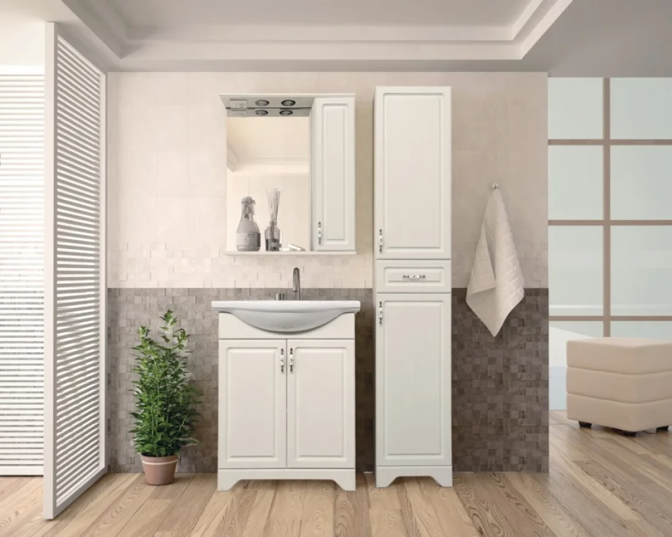 Шкаф пенал для ванной Style Line Олеандр-2 36 Люкс, рельеф пастель