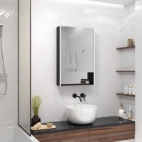 Зеркало-шкаф Art&Max Foggia AM-Fog-500-800-1D-R-DS-F-Nero 50х80, черное, с подсветкой