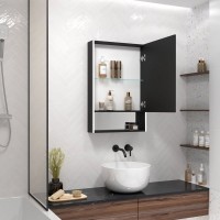 Зеркало-шкаф Art&Max Foggia AM-Fog-500-800-1D-R-DS-F-Nero 50х80, черное, с подсветкой