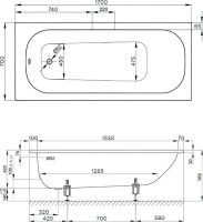 Стальная ванна Bette Form 170x70 см, встраиваемая, на ножках, с самоочищающимся покрытием, с шумоизоляцией