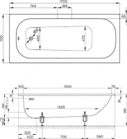 Стальная ванна Bette Form 170x70 см, встраиваемая, на ножках, с самоочищающимся покрытием, с шумоизоляцией