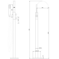 Напольный смеситель для ванны с душем Abber Wasserfall AF8615G С ВНУТРЕННЕЙ ЧАСТЬЮ, матовое золото