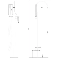 Напольный смеситель для ванны с душем Abber Wasserfall AF8615G С ВНУТРЕННЕЙ ЧАСТЬЮ, матовое золото