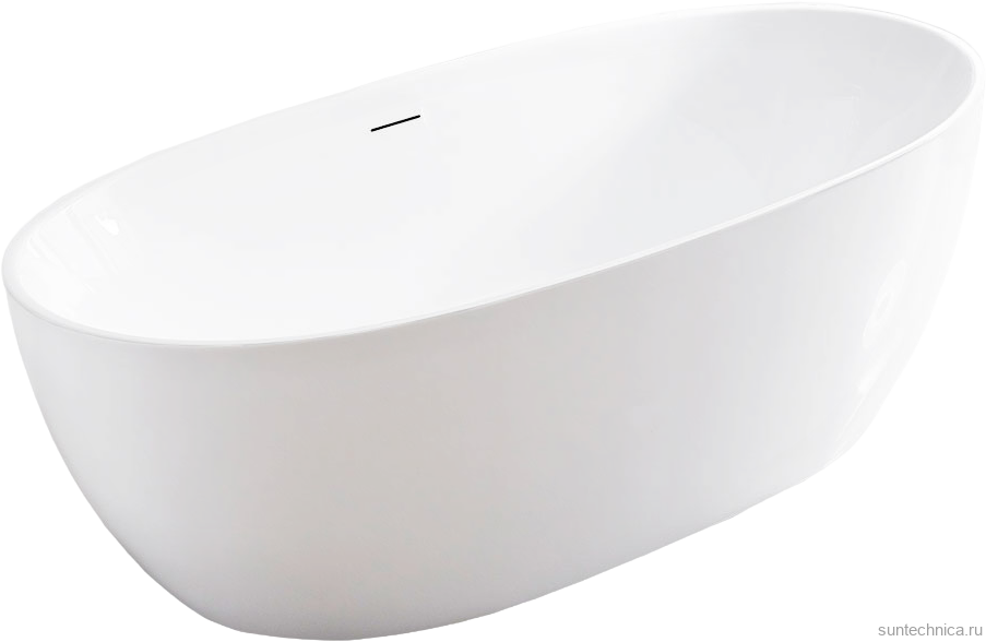 Акриловая ванна Vincea VBT-405-1600 160x80 см, отдельностоящая, белая, овальная, на ножках, со сливом-переливом