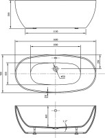 Акриловая ванна Vincea VBT-405-1600 160x80 см, отдельностоящая, белая, овальная, на ножках, со сливом-переливом