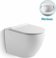 Комплект Унитаз подвесной SantiLine SL-5005 безободковый, с микролифтом + Инсталляция AlcaPlast AM101/1120-4:1 RU M578-0001 кнопка смыва черная
