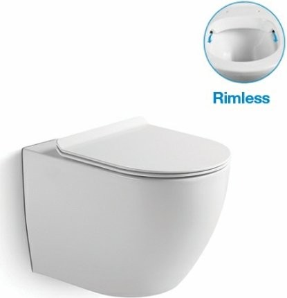 Комплект Унитаз подвесной SantiLine SL-5005 безободковый, с микролифтом + Инсталляция AlcaPlast AM101/1120-4:1 RU M578-0001 кнопка смыва черная