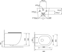 Комплект Унитаз подвесной SantiLine SL-5005 безободковый, с микролифтом + Инсталляция AlcaPlast AM101/1120-4:1 RU M578-0001 кнопка смыва черная