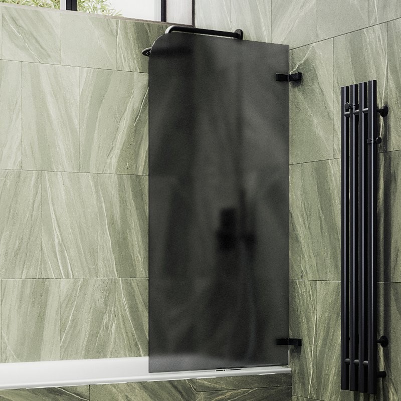 Шторка на ванну Maybahglass MGV-653-6 70 см, профиль черный, стекло графит матовое