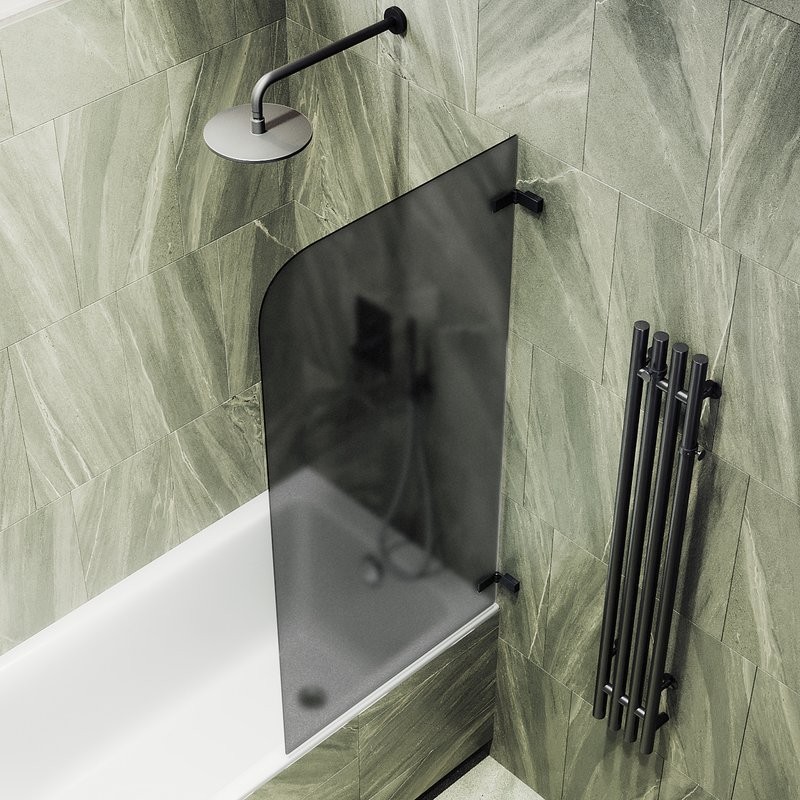 Шторка на ванну Maybahglass MGV-653-6 70 см, профиль черный, стекло графит матовое