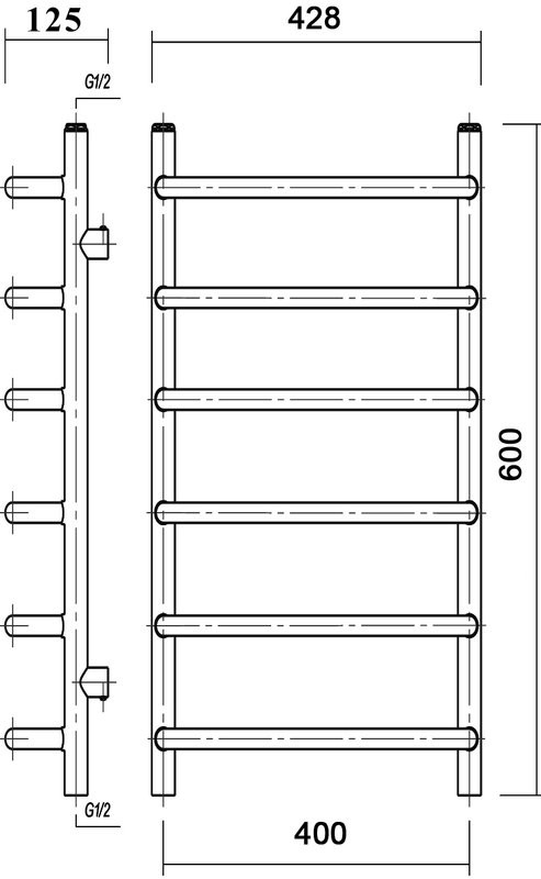 Полотенцесушитель водяной Domoterm Стефано П6 40x60, хром