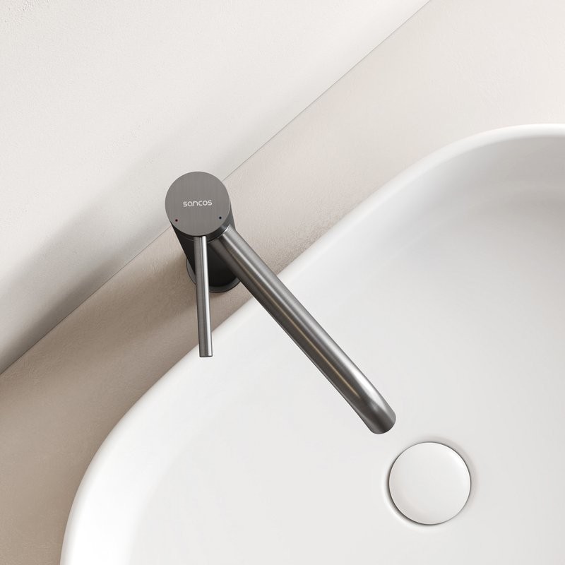 Смеситель для раковины высокий Sancos Etna,вороненая сталь, SC9002GG