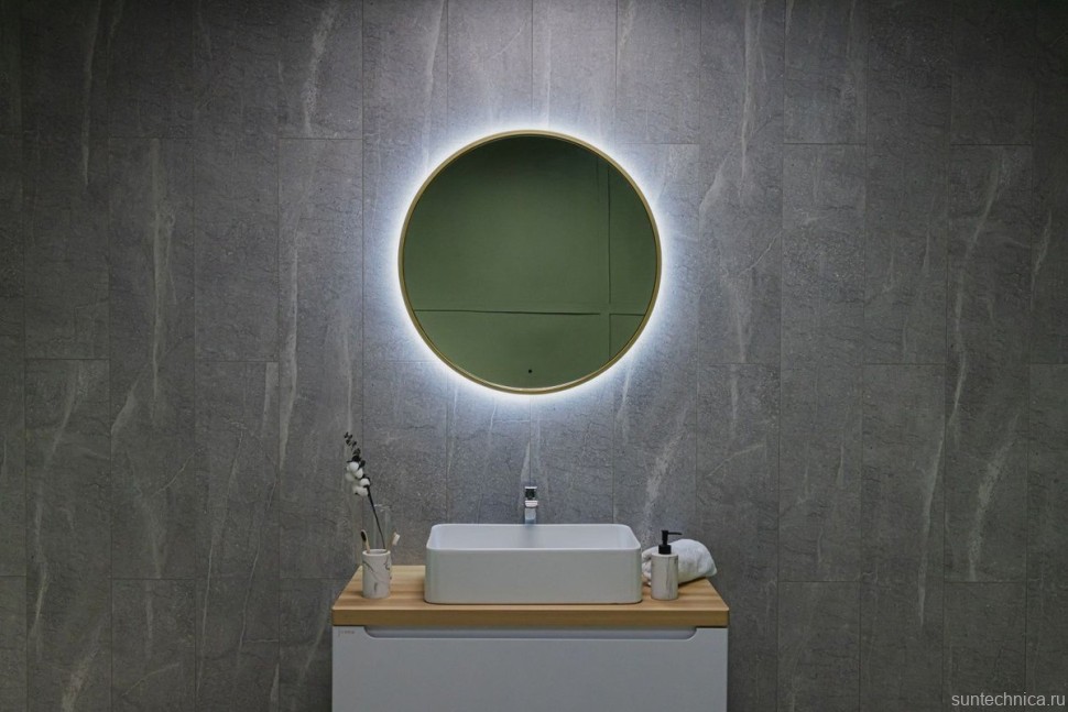 Зеркало круглое Art&Max Asti 80, с подсветкой, золото