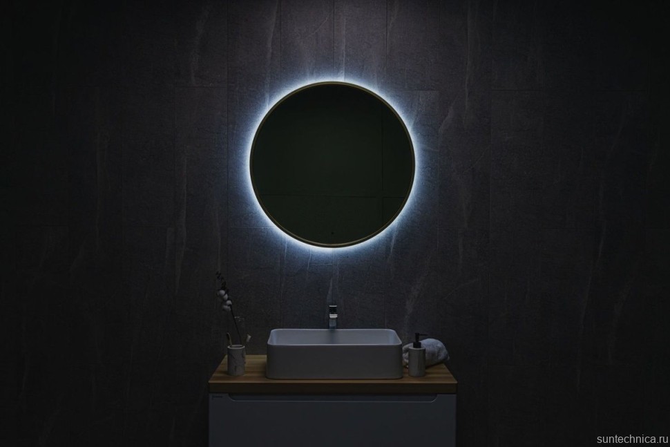 Зеркало круглое Art&Max Asti 80, с подсветкой, золото