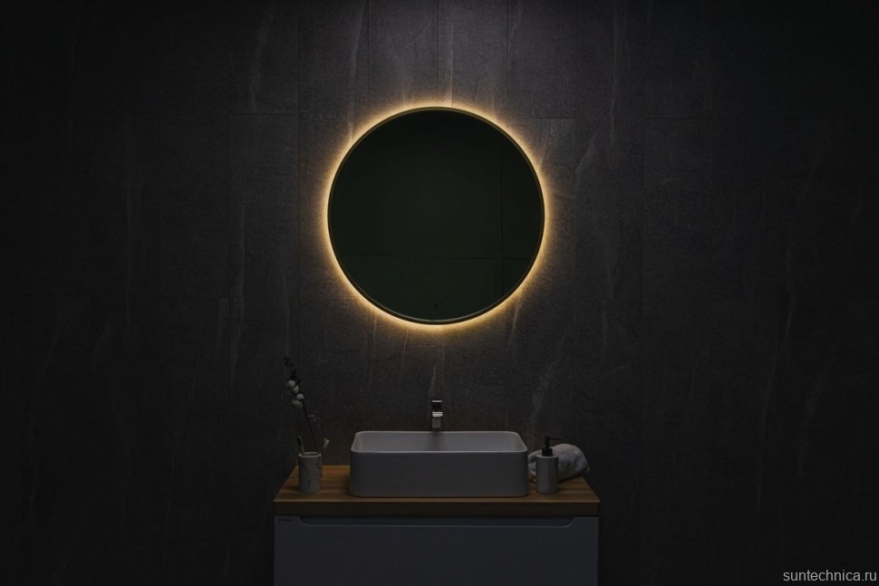 Зеркало круглое Art&Max Asti 80, с подсветкой, золото