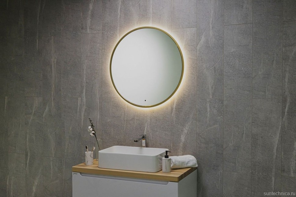 Зеркало круглое Art&Max Asti 80, с подсветкой, золото