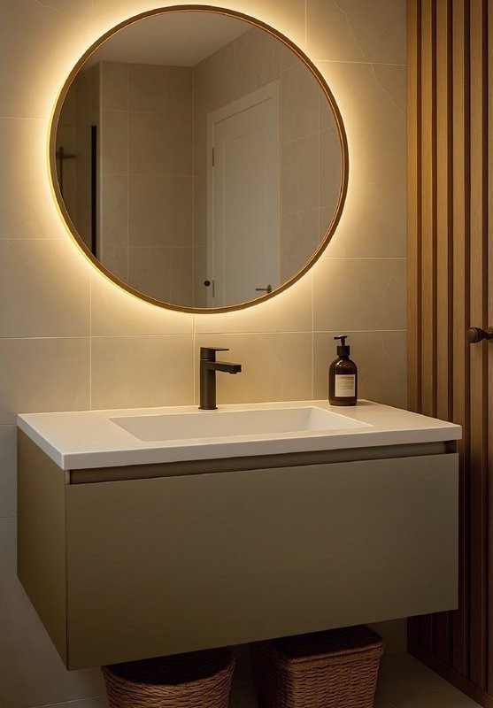 Зеркало круглое Art&Max Asti 80, с подсветкой, золото