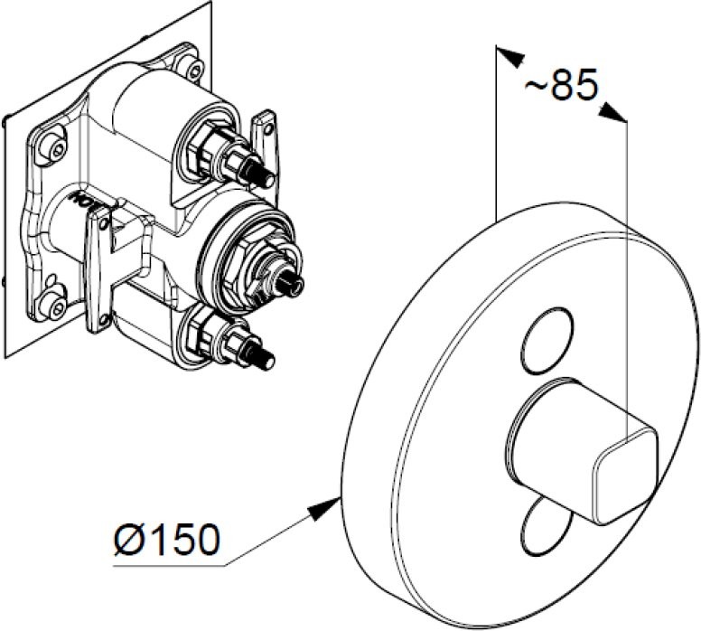 Термостатический смеситель встраиваемый Kludi Push 387120538 С ВНУТРЕННЕЙ ЧАСТЬЮ