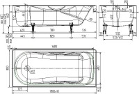 Чугунная ванна Универсал Сибирячка 180x80 см, пристенная, на ножках, с ручками