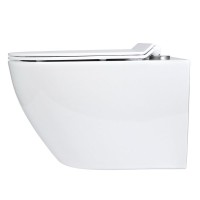 Комплект Унитаз подвесной BOND Oval F01-10Long удлиненный, безободковый, с микролифтом, белый + Инсталляция TECE Base 9400413 4 в 1 с кнопкой смыва