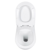 Комплект Унитаз подвесной BOND Oval F01-10Long удлиненный, безободковый, с микролифтом, белый + Инсталляция TECE Base 9400413 4 в 1 с кнопкой смыва
