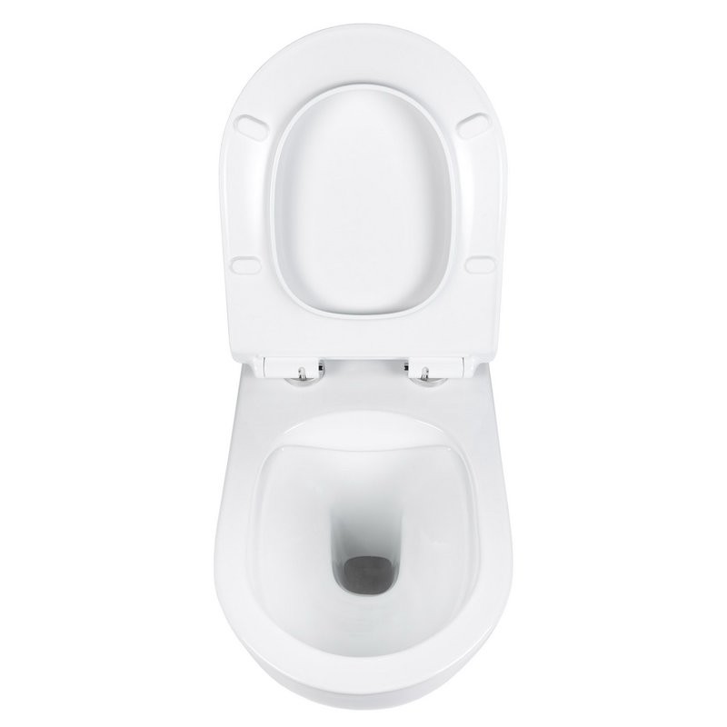 Комплект Унитаз подвесной BOND Oval F01-10Long удлиненный, безободковый, с микролифтом, белый + Инсталляция TECE Base 9400413 4 в 1 с кнопкой смыва