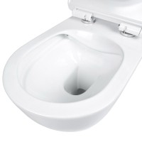 Комплект Унитаз подвесной BOND Oval F01-10Long удлиненный, безободковый, с микролифтом, белый + Инсталляция TECE Base 9400413 4 в 1 с кнопкой смыва