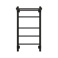 Полотенцесушитель электрический Grota Alto 430х800 RAL9005 EL 80x45 см, подключение справа, слева, скрытое подключение справа, матовый черный, лесенка, из стали, с полкой