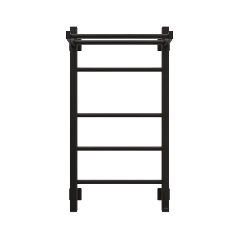 Полотенцесушитель электрический Grota Alto 430х800 RAL9005 EL 80x45 см, подключение справа, слева, скрытое подключение справа, матовый черный, лесенка, из стали, с полкой