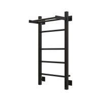 Полотенцесушитель электрический Grota Alto 430х800 RAL9005 EL 80x45 см, подключение справа, слева, скрытое подключение справа, матовый черный, лесенка, из стали, с полкой