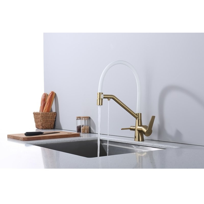 Смеситель для кухни с подключением фильтра Raglo R80.62.03, золотой сатин